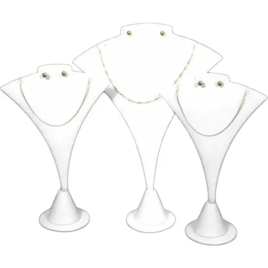 3 White Combo Necklace & Earring Stand Jewelry Display {1}