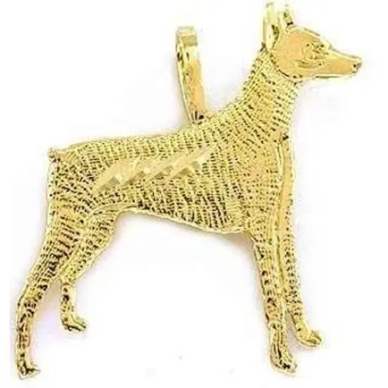 14K Gold Doberman Pinscher Charm 18" Chain Jewelry {1}