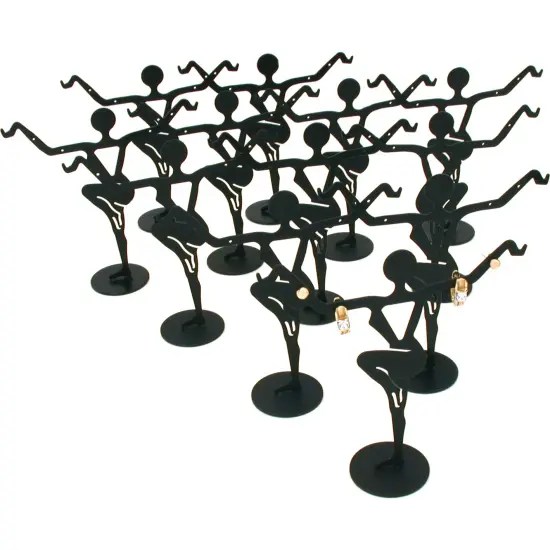 12 Black Metal Earring Dancer Jewelry Showcase Display Stands 4 5/8" {1}