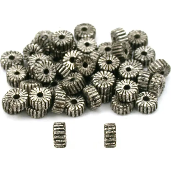 Corrugated Spacer Bali Beads Antique Silver Plated 5mm 50Pcs {1}