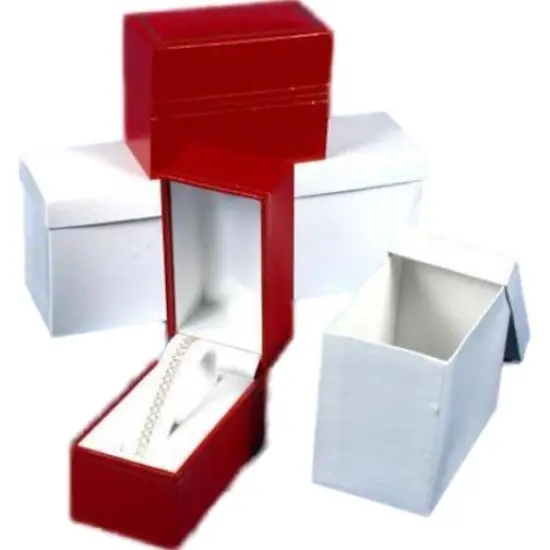 3 Red Leather Bracelet Watch Boxes Gift Displays {1}