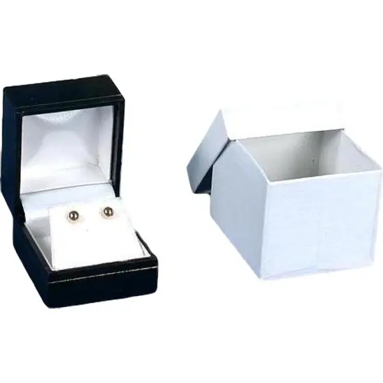 12 Earring Gift Boxes Black Leather Jewelry Display Box {2}