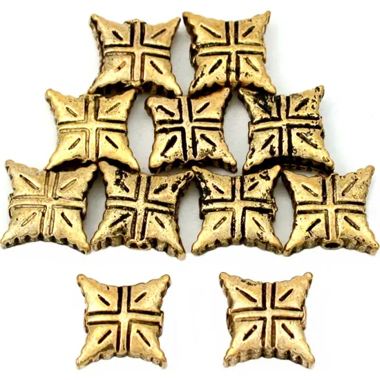 Bali Square Beads Antique Gold Plated 10mm Approx 10 {1}