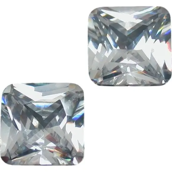 2 White Square Faceted Cubic Zirconia CZ Gem Stone 6mm {1}