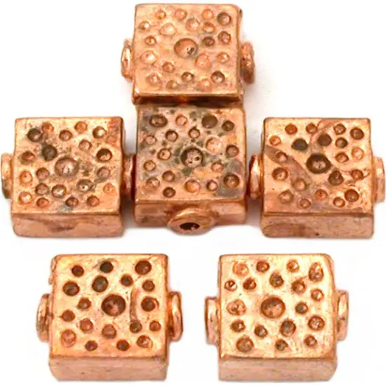 Square Beads Copper Plated Tube Beading 11mm Approx 6 {1}