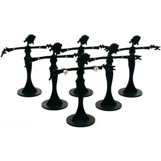 6 Black Metal Earring Dancer Jewelry Showcase Display Stands 2.5" {1}