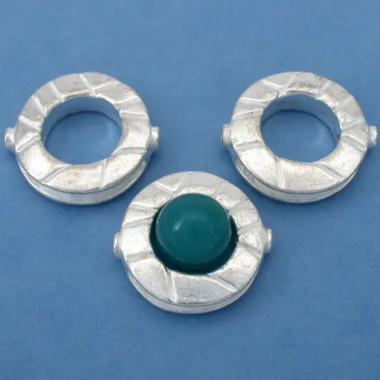 Fluted Bead Frame Silver Plated Beads 22mm New Approx 3 {1}