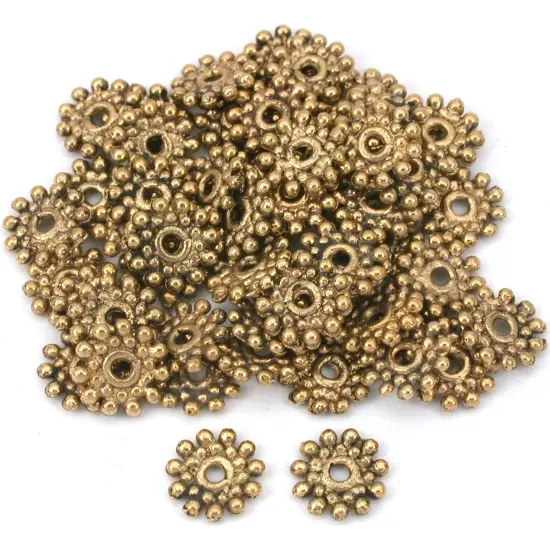 Flower Bali Spacer Beads Antq Gold Plt 8.5mm Approx 60 {1}