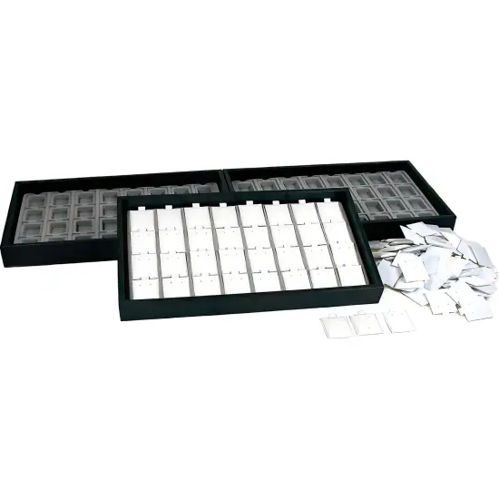 100 White Puff Earring Cards & Display Trays {1}