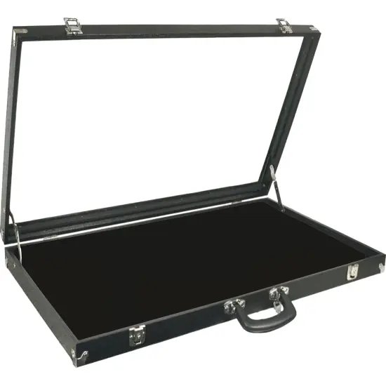 2 Black Glass Top Travel Jewelry Display Carrying Case {2}
