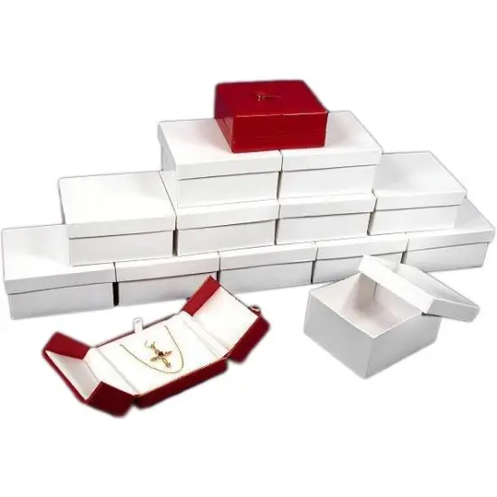 12 Pendant Necklace Boxes Red Leather Gift Case Display {1}
