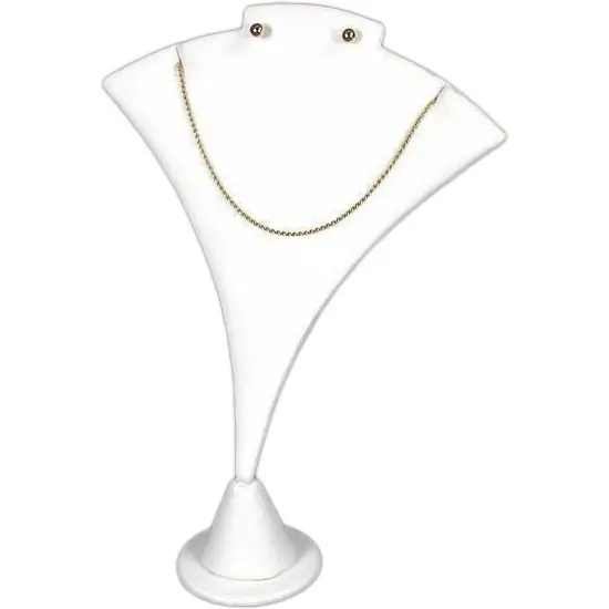Earring & Necklace Combo Display White Leather Stand {1}