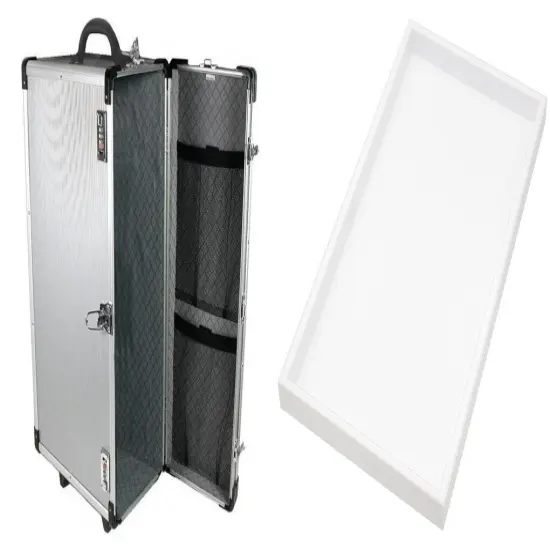 Large Aluminum Rolling Jewelry Carrying Case w/ 24 White Plastic Tray Inserts {1}