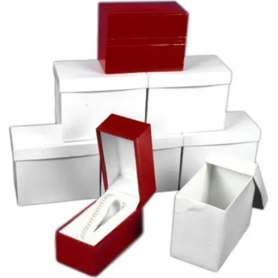 6 Red Leather Bracelet Watch Boxes Gift Displays {1}