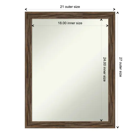 Amanti Art Non-Beveled Wood Wall Mirror, Regis Barnwood Grey Narrow Frame Regis Barnwood Mocha Narrow Frame {1}