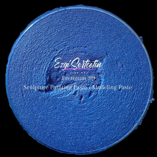 3D Premium Sculpture Painting Paste|Texture Paste|Decorative Plaster|Ready to Use|Ideal for Artwork|Stencil|Flowers|Texture|Art Relief|New Formula| 6 oz by Volume|Ezgi Sertcetin Metallic dark blue {1}