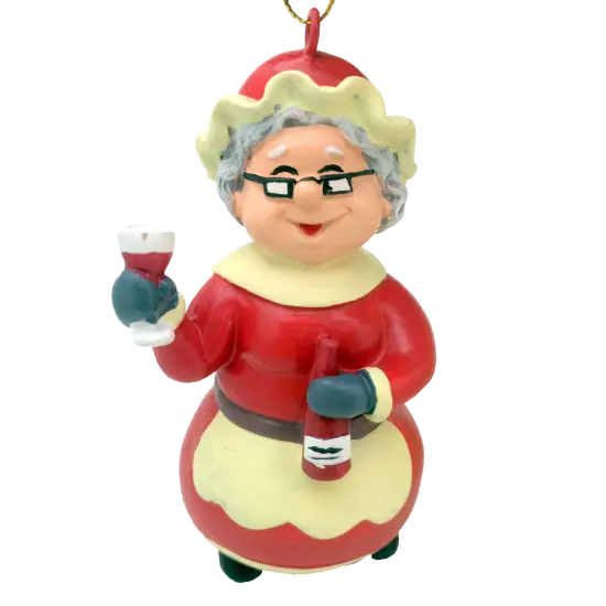 Wine Mrs. Claus Christmas Ornament {1}