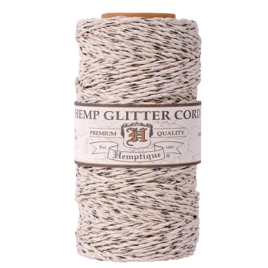 Hemptique 1mm #20 Metallic Hemp Cord Spools Jewelry Bracelet Making Crafting Scrapbooking Bookbinding Mixed Media Crocheting Macrame Gift Wrapping Nat black silver {1}