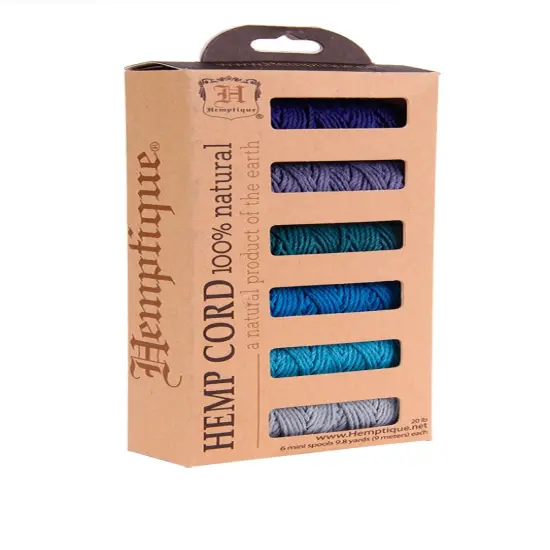 Hemptique 1mm #20 Hemp Cord 6-Pack Mini Spools Jewelry Bracelet Making Paper Crafting Scrapbooking Bookbinding Mixed Media Crocheting Macrame Seasonal Holiday Gift Wrapping Ocean deep {1}