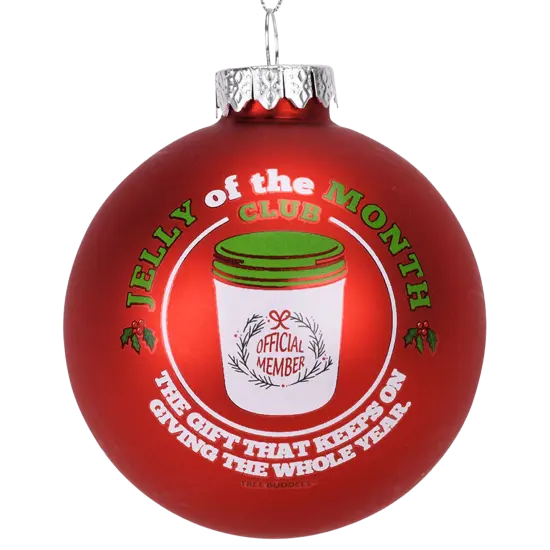 Jelly of The Month Club Red Glass Christmas Ornament {1}