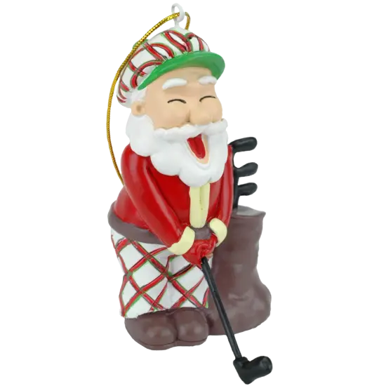 Golfing Santa Claus Christmas Ornament {1}
