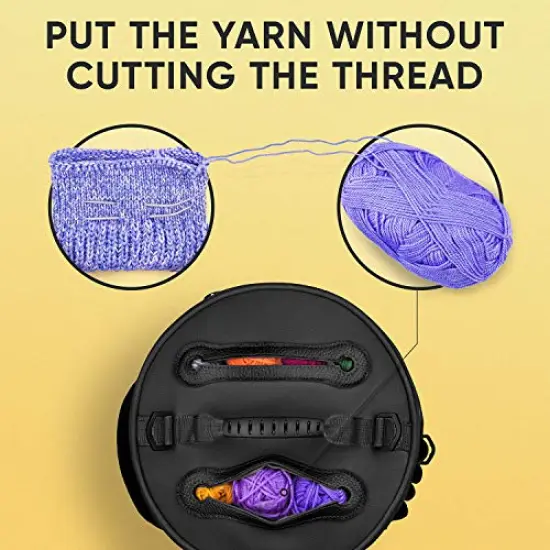 Black Yarn Storage Bag - Tote Yarn Bag, Durable Knitting and Crochet Organizer with Needle Case {6}