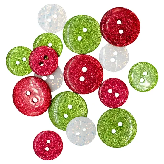 Buttons Galore Santa's Sparkle Christmas Buttons for Sewing Crafts Scrapbooking DIY Projects. 48 Glitter Buttons - 3 Packs {1}