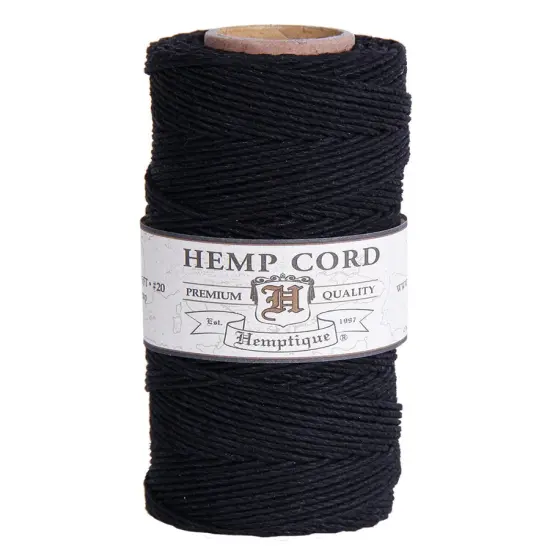 Hemptique 1mm #20 Hemp Cord Spools Jewelry Making Macrame Crochet Crafting Gift Wrapping Black {1}
