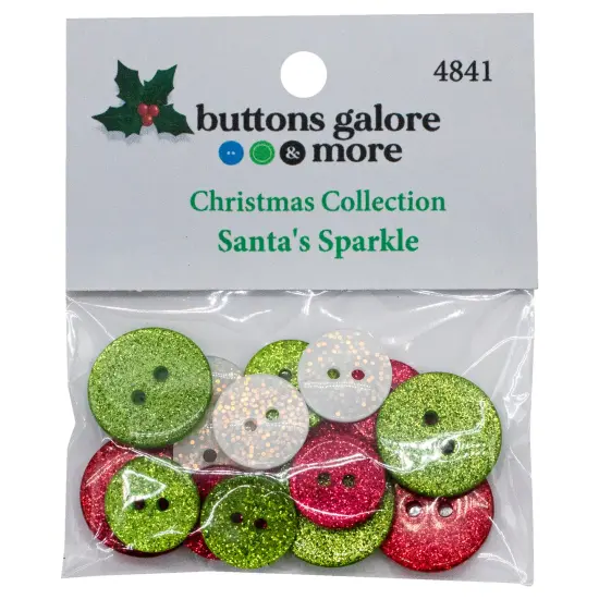 Buttons Galore Santa's Sparkle Christmas Buttons for Sewing Crafts Scrapbooking DIY Projects. 48 Glitter Buttons - 3 Packs {2}