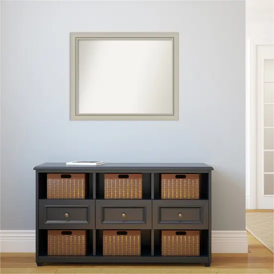 Amanti Art Non-Beveled Wood Wall Mirror, Romano Silver Narrow Frame {5}