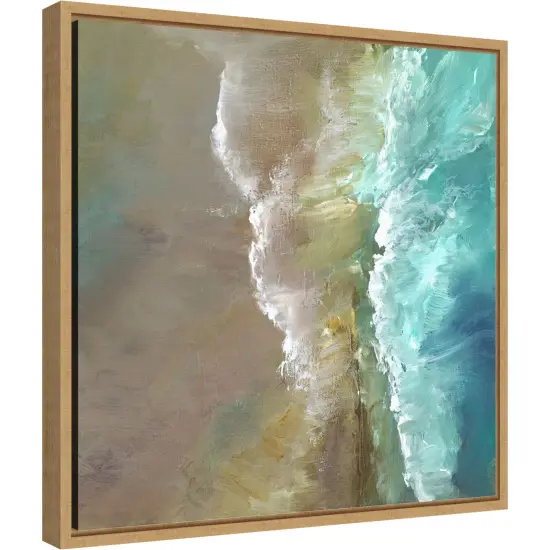Aerial Coast III by Sheila Finch 16-in. W x 16-in. H. Canvas Wall Art Print Framed in Natural {2}