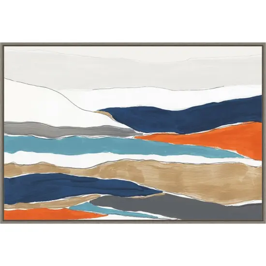 Orange Rolling Hills II by PI Studio 33-in. W x 23-in. H. Canvas Wall Art Print Framed in Grey {1}