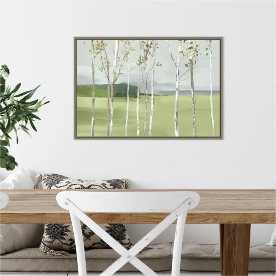Birch Valley (Trees) by Allison Pearce 23-in. W x 16-in. H. Canvas Wall Art Print Framed in Grey {5}