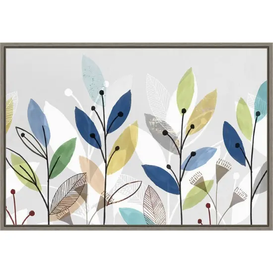 Morning Glory II (Floral) by Isabelle Z 23-in. W x 16-in. H. Canvas Wall Art Print Framed in Grey {1}