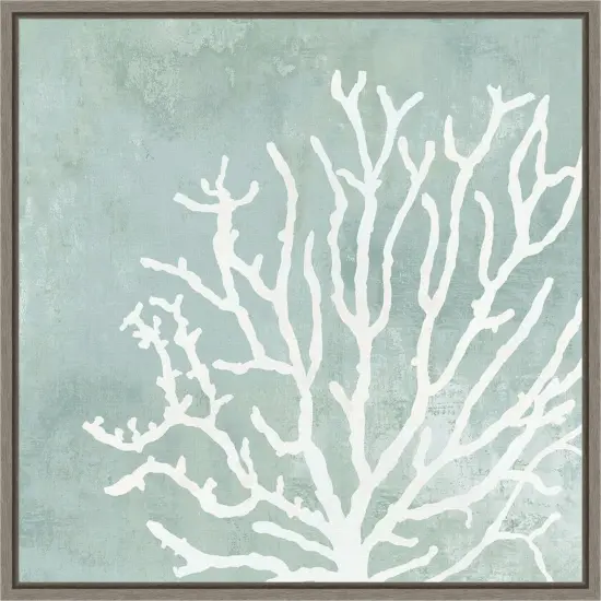 Sea Crown II (Coral) by Aimee Wilson 16-in. W x 16-in. H. Canvas Wall Art Print Framed in Grey {1}