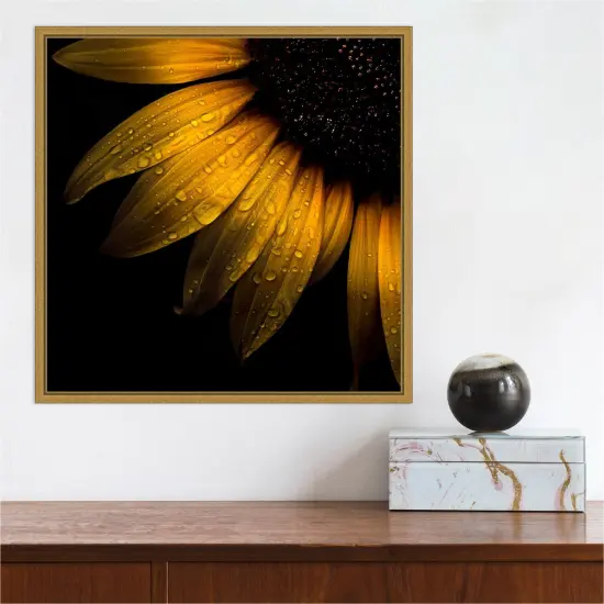 Sunflower Detail by Brian Carson 16-in. W x 16-in. H. Canvas Wall Art Print Framed in Gold {5}