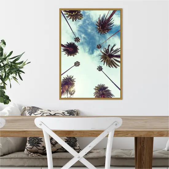 Palm Sky 2 by Design Fabrikken 16-in. W x 23-in. H. Canvas Wall Art Print Framed in Gold {5}