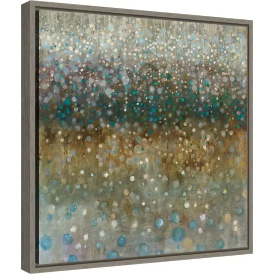 Abstract Rain by Danhui Nai 16-in. W x 16-in. H. Canvas Wall Art Print Framed in Grey {2}