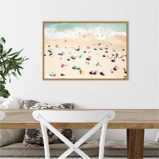 Seaside 1 (Beach) by Carina Okula 23-in. W x 16-in. H. Canvas Wall Art Print Framed in Natural {5}