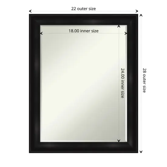 Petite Bevel Wall Mirror, Grand Black Narrow Frame {1}