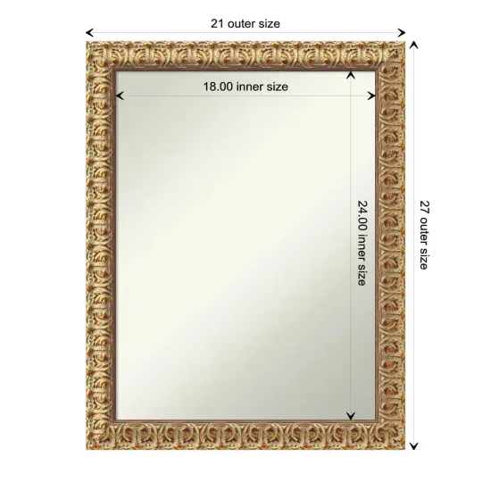 Amanti Art Non-Beveled Wood Wall Mirror, Florentine Gold Frame {1}