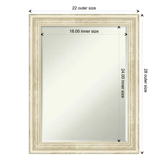 Petite Bevel Wood Wall Mirror, Country White Wash Frame {1}
