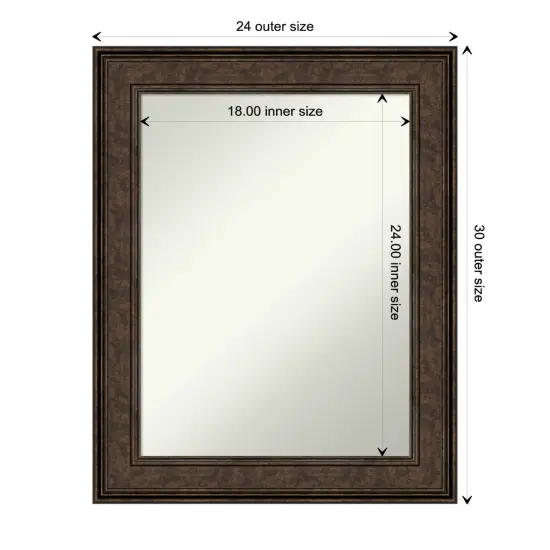 Amanti Art Non-Beveled Wall Mirror, Ridge Black Frame Ridge Bronze Frame {1}