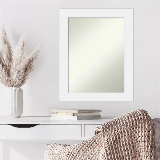 Amanti Art Non-Beveled Wood Wall Mirror, Corvino Black Frame Corvino White {6}