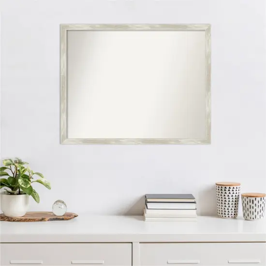 Amanti Art Non-Beveled Wall Mirror, Crackled Metallic Narrow Frame {6}