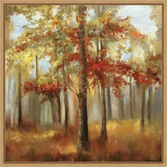 Soft Light (Trees) by Allison Pearce 16-in. W x 16-in. H. Canvas Wall Art Print Framed in Natural {1}