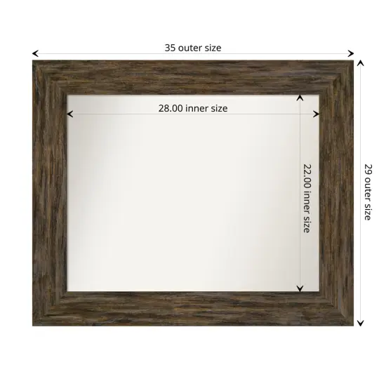 Amanti Art Non-Beveled Wood Wall Mirror, Fencepost Brown Frame {1}