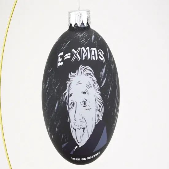 E=Xmas Albert Einstein Glass Christmas Ornament {5}