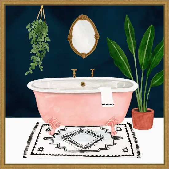 Boho Bath II by Victoria Borges 16-in. W x 16-in. H. Canvas Wall Art Print Framed in Gold {1}