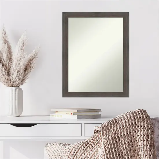 Amanti Art Non-Beveled Wood Wall Mirror, Hardwood Chocolate Narrow Frame {6}